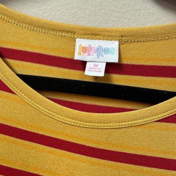 LuLaRoe Julia Dress Mustard Red Stripe NWT size M - Picture 2 of 10